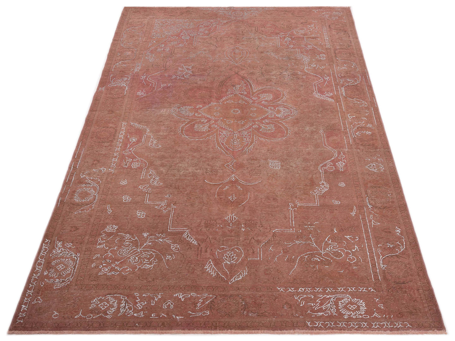 Vintage Pink Silver 6.5x9.8 Hand Knotted Rug