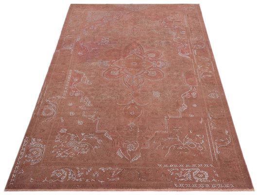 Vintage Pink Silver 6.5x9.8 Hand Knotted Rug