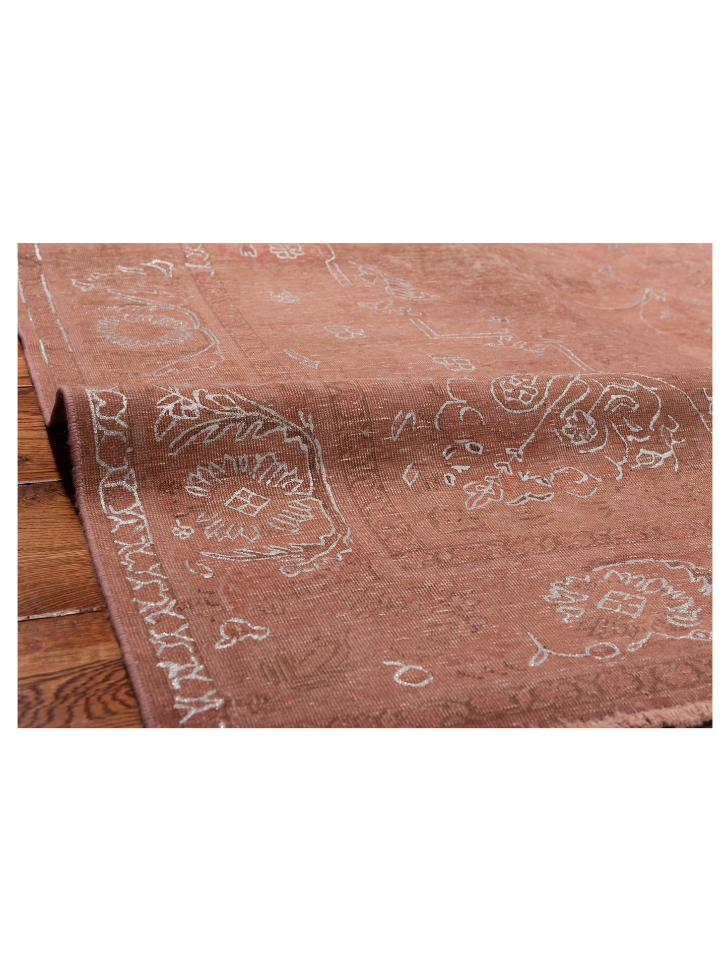 Vintage Pink Silver 6.5x9.8 Hand Knotted Rug