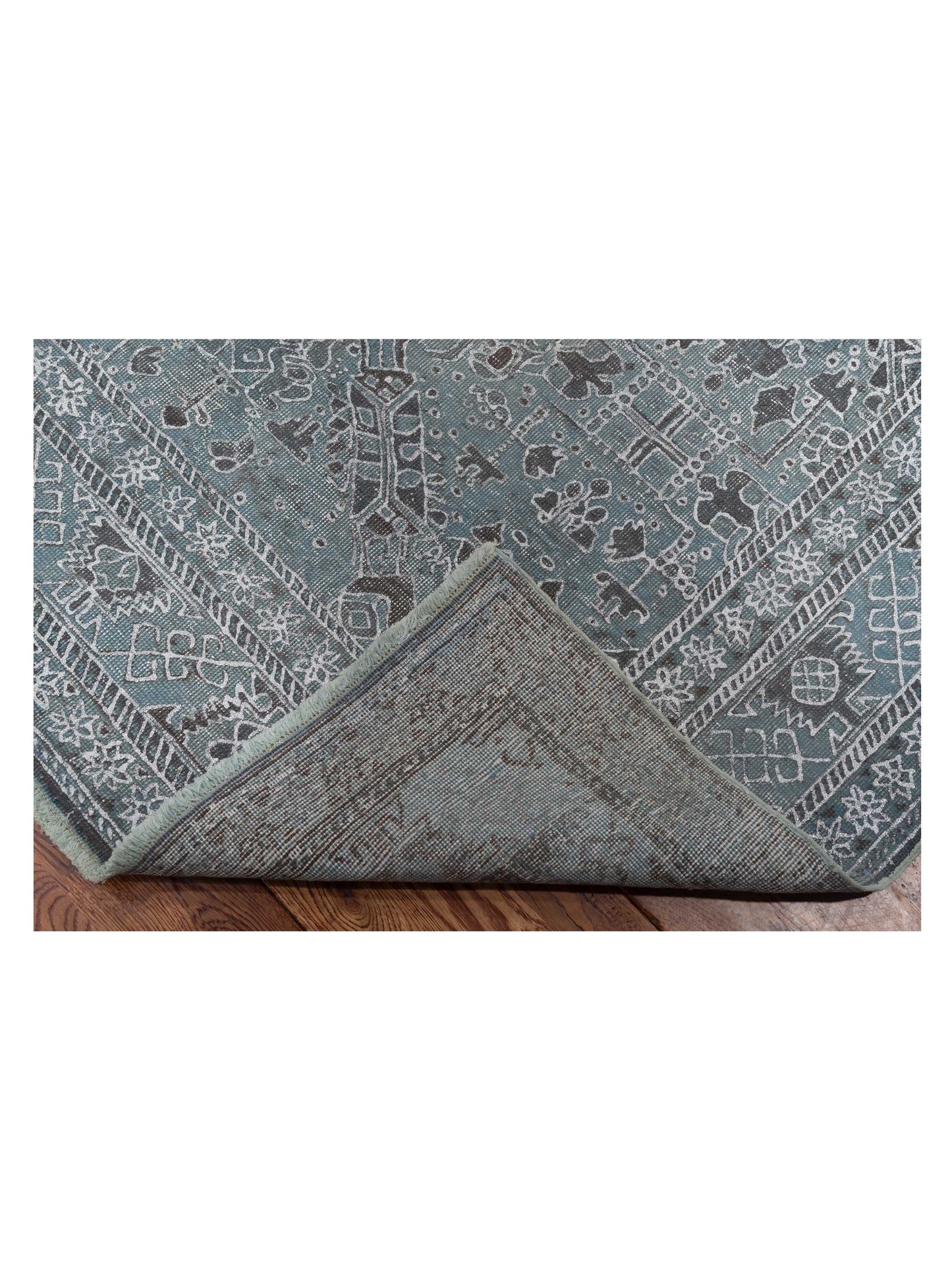 Vintage Gray Blue 6.8x9.6 Hand Knotted Rug