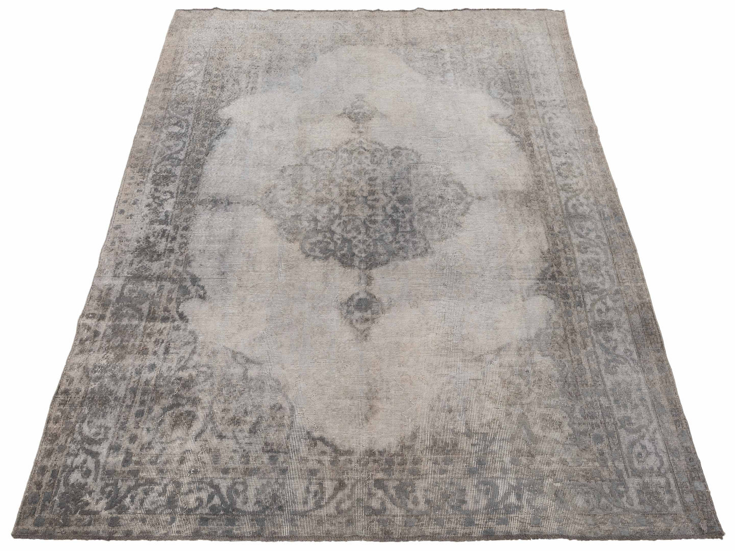 Vintage Light Gray 7.2x10.2 Hand Knotted Rug