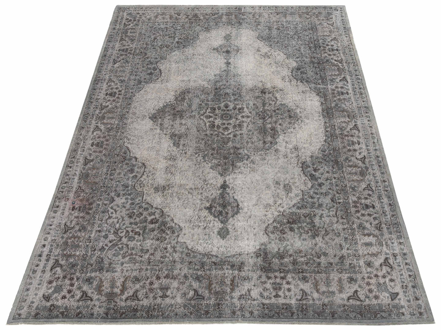 Vintage Gray 9.2x12.6 Hand Knotted Rug