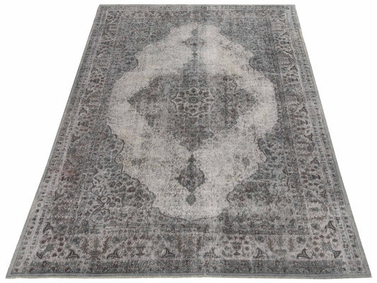 Vintage Gray 9.2x12.6 Hand Knotted Rug