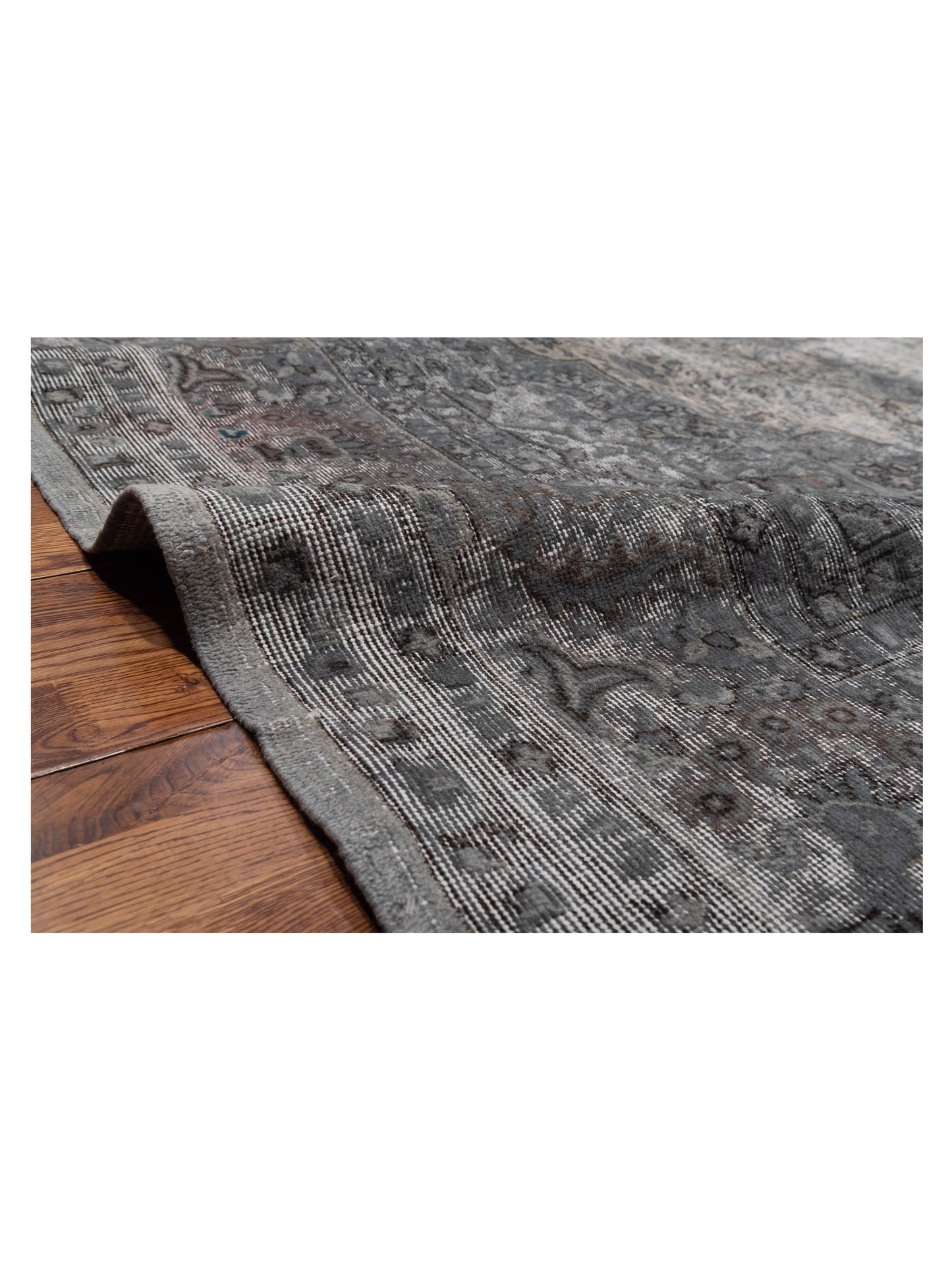 Vintage Gray 9.2x12.6 Hand Knotted Rug