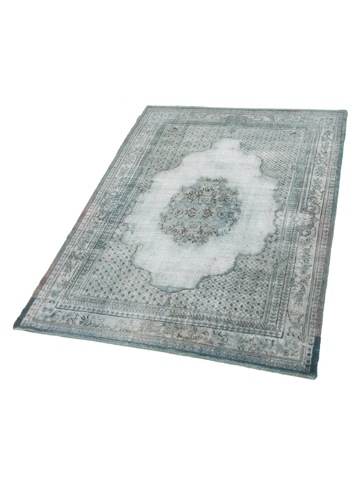 Vintage Green 7.1x10.2 Hand Knotted Rug