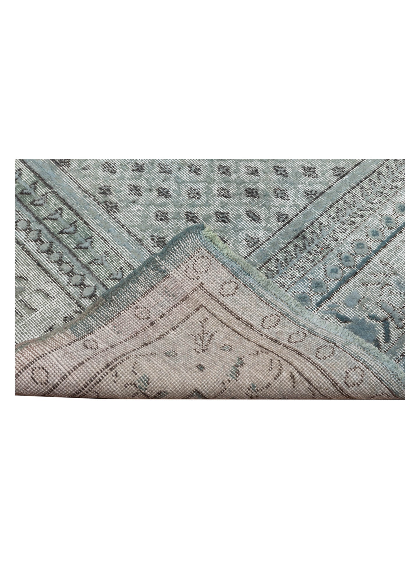 Vintage Green 7.1x10.2 Hand Knotted Rug