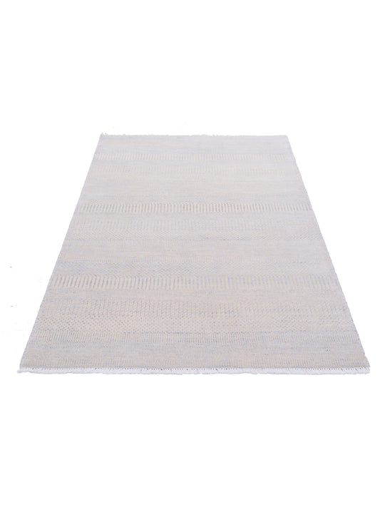 Tenzari Ivory Silver 4.1x6.2 Hand Knotted Rug