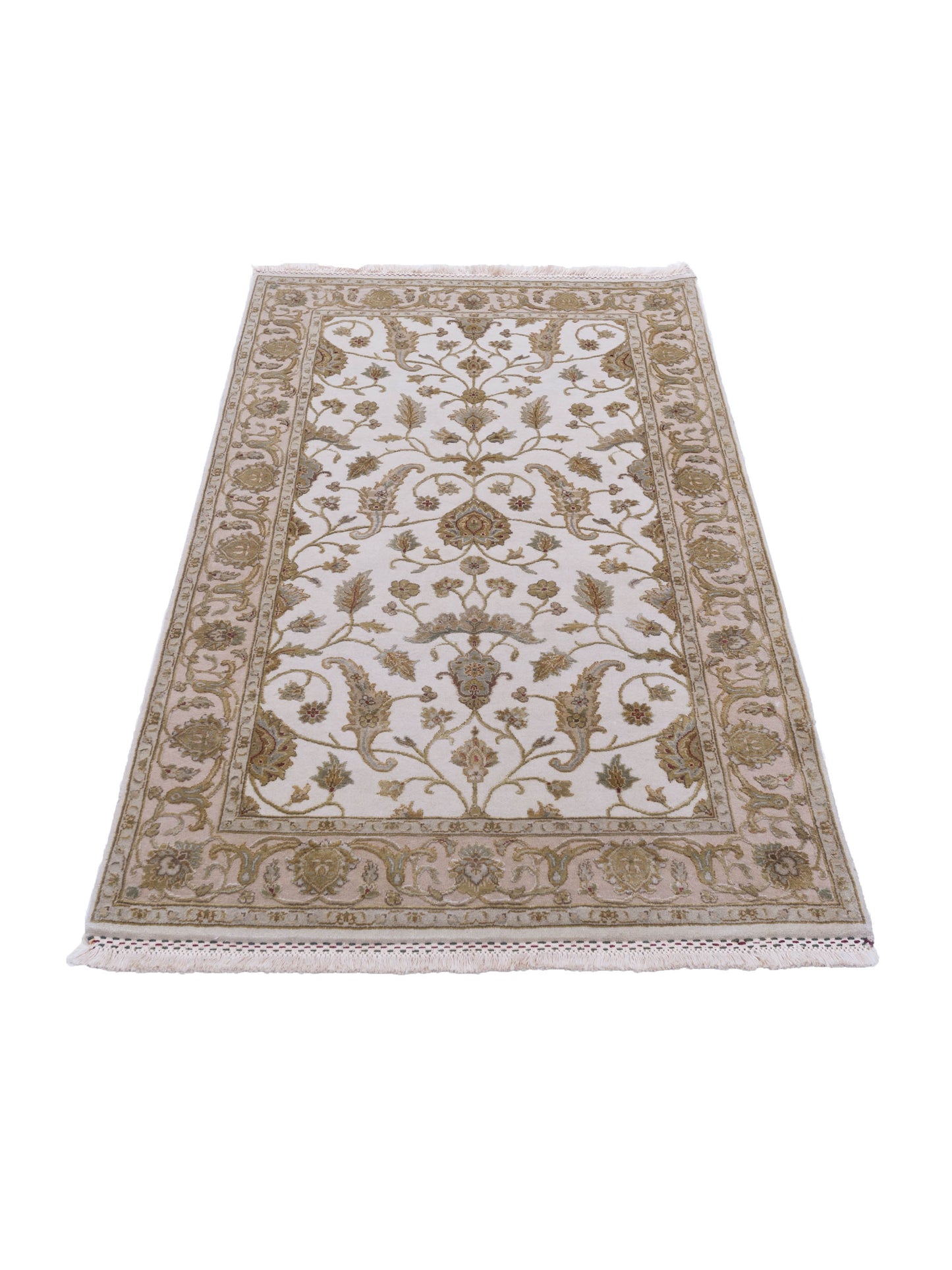 Javira Silk Ivory Beige 3x5 Hand Knotted Rug