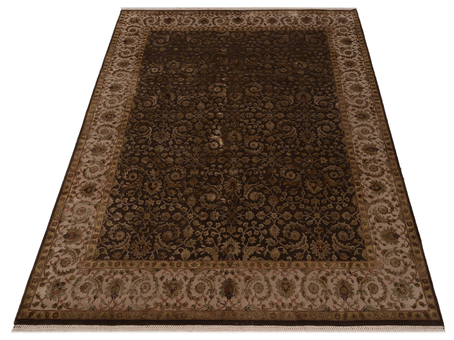 Javira Silk Brown Beige 8.2x10.1 Hand Knotted Rug