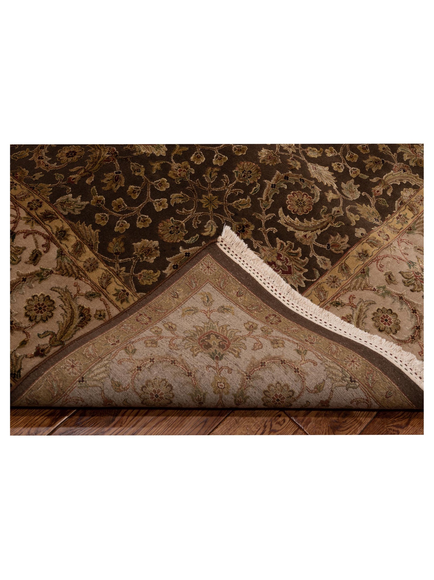 Javira Silk Brown Beige 8.2x10.1 Hand Knotted Rug