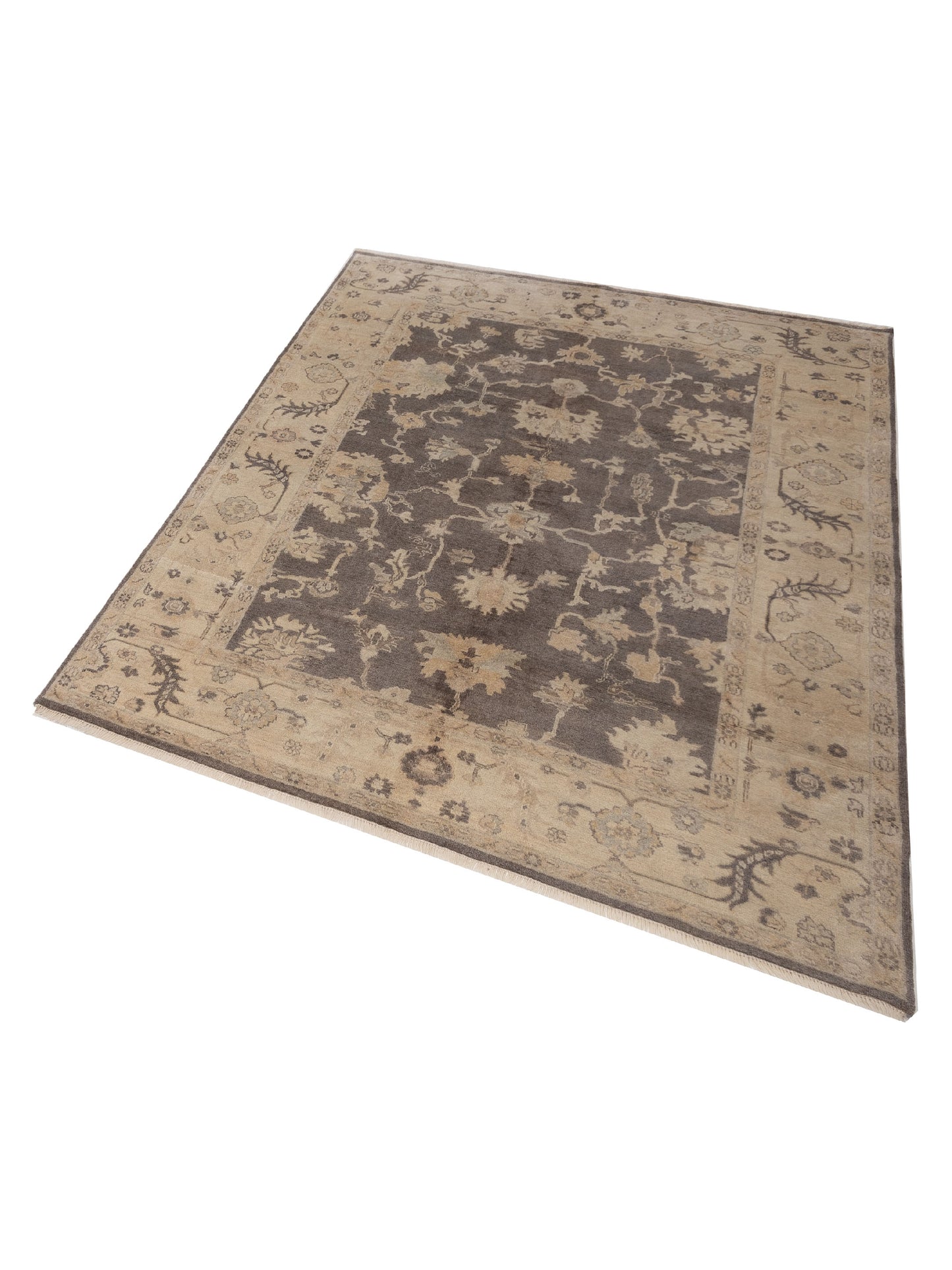 Oushara Brown Ivory 7.11x9.10 Hand Knotted Rug