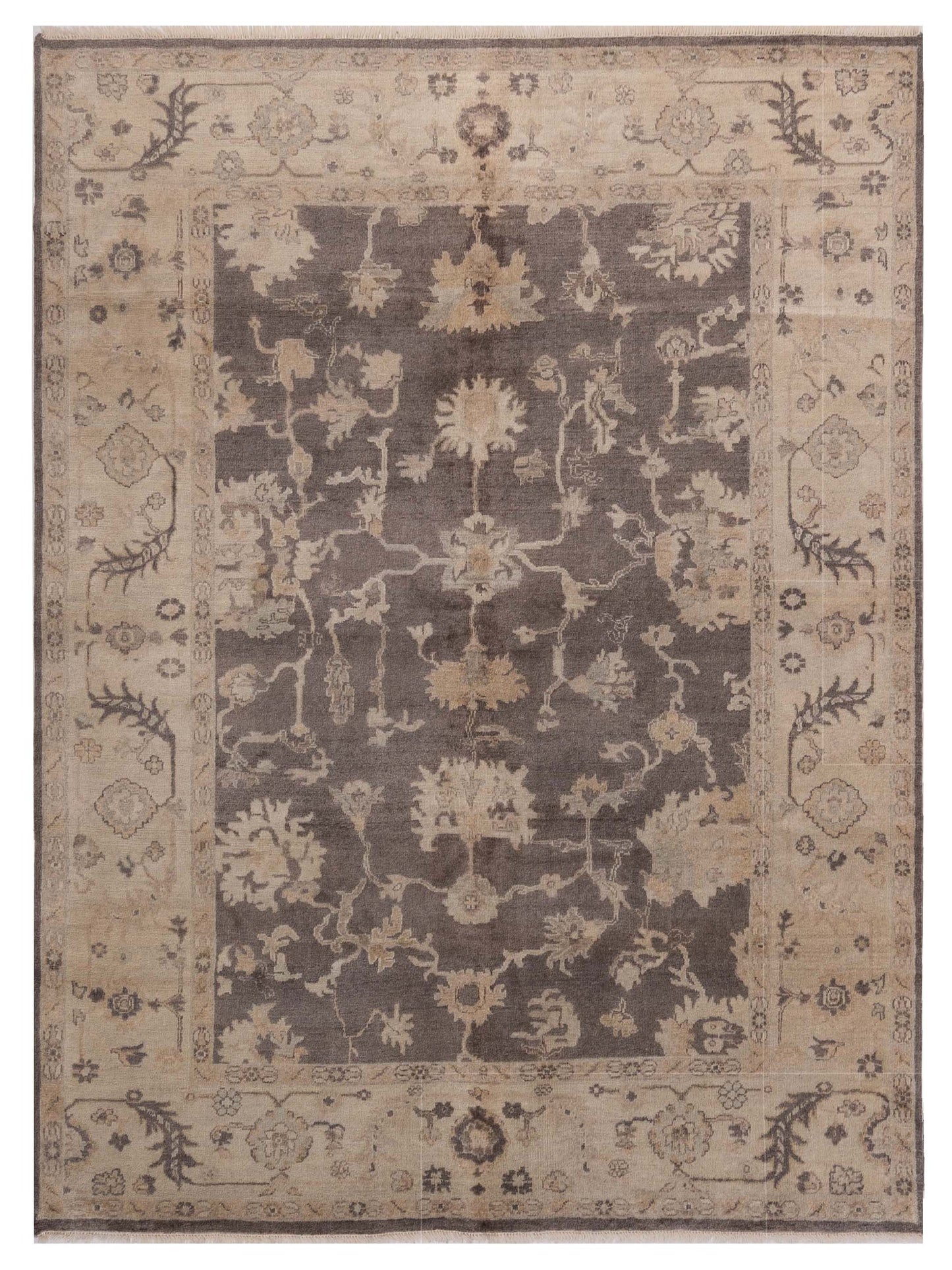 Rajpur Oushak Shah  Brown Ivory Traditional