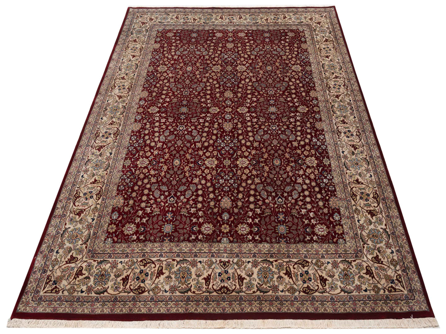 Hereke Red Ivory 8.2x10.1 Hand Knotted Rug