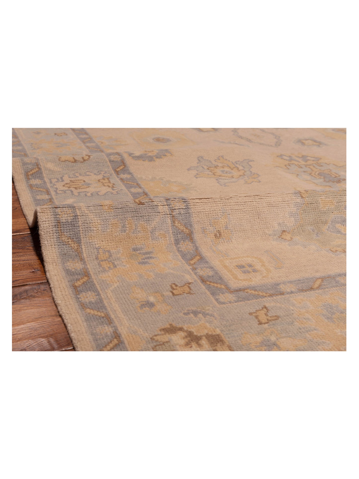 Oushara Beige Blue 6x8.9 Hand Knotted Rug