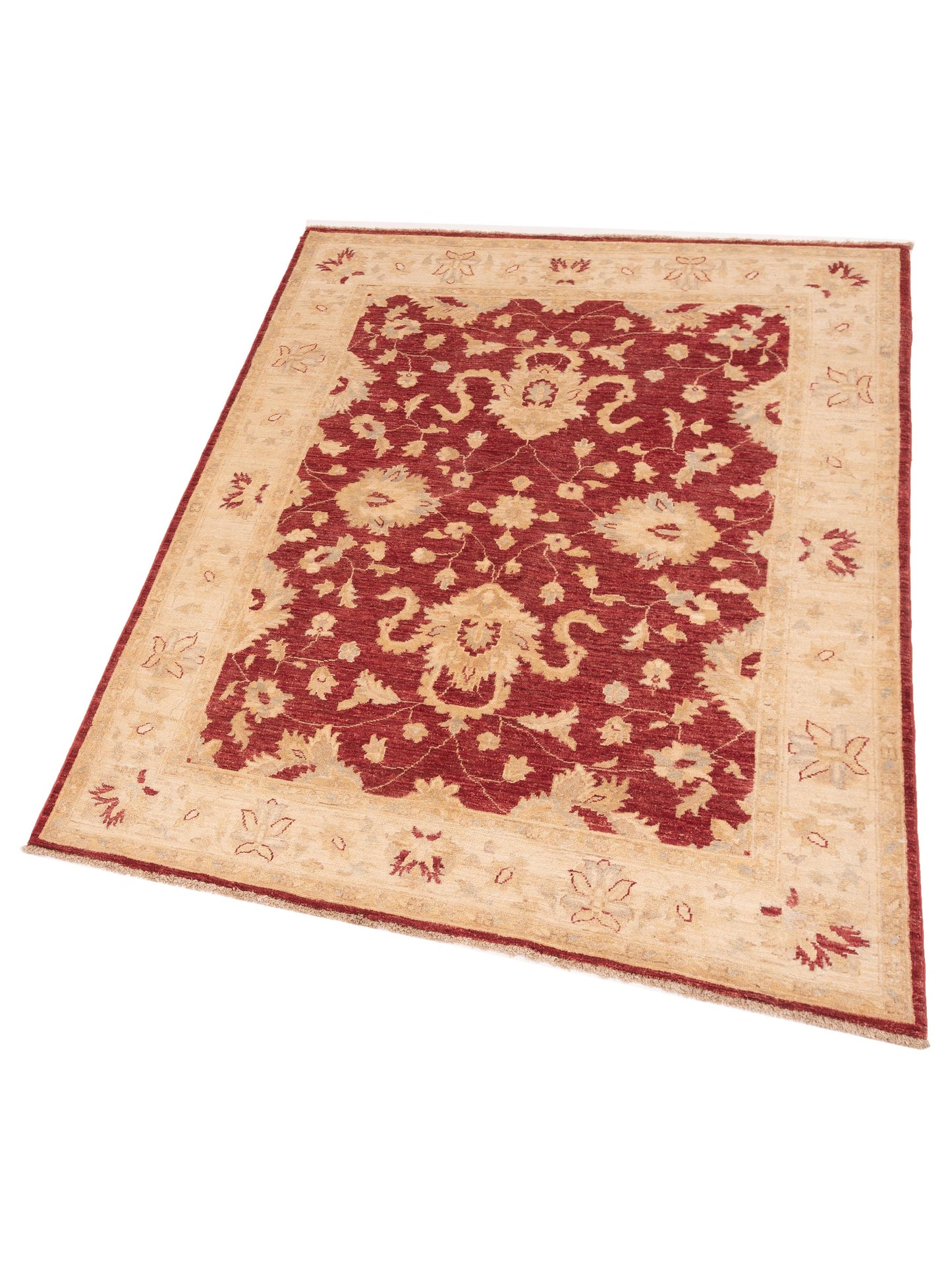 Sabira Red Ivory 4.11x6.7 Hand Knotted Rug