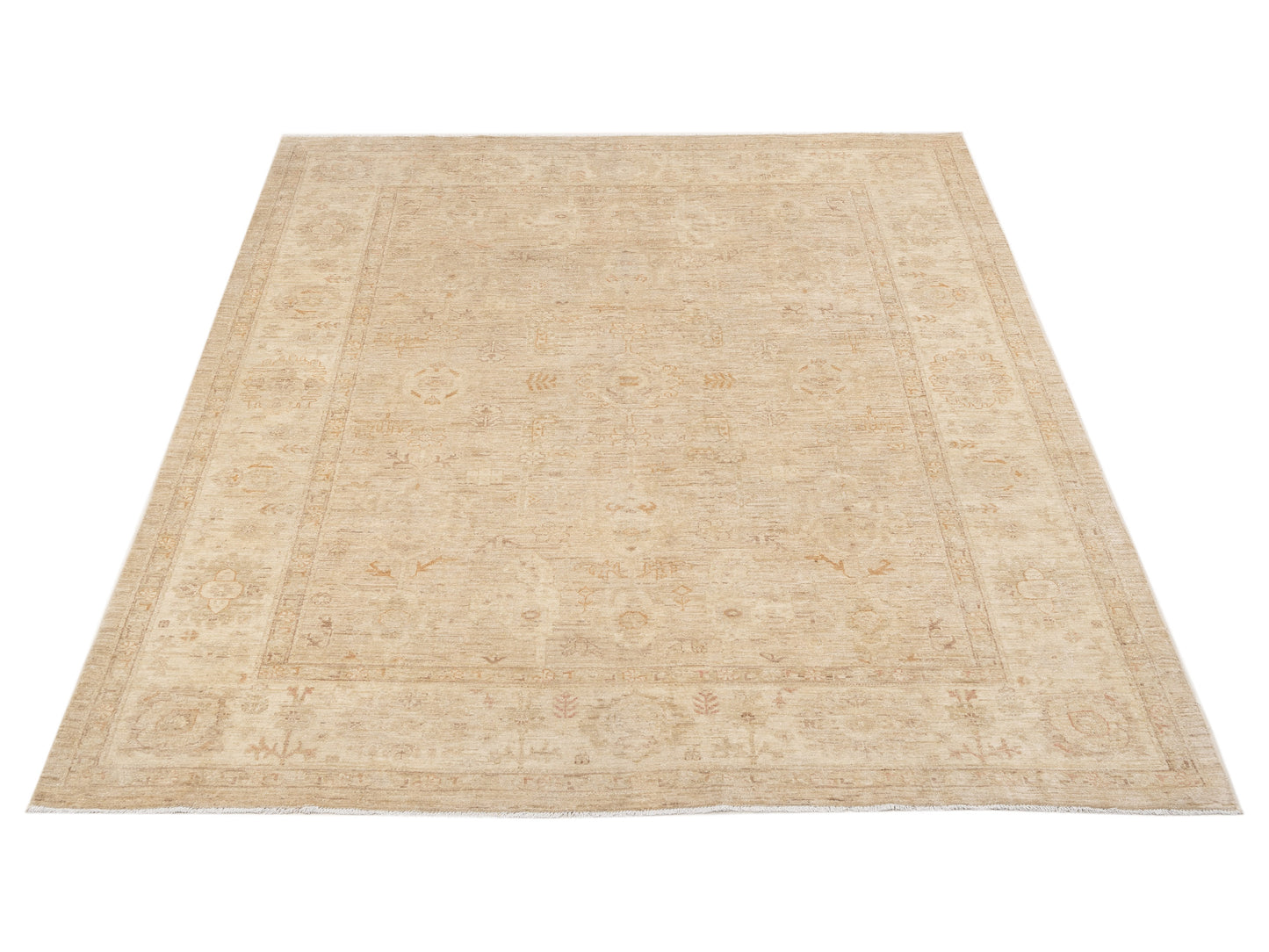 Sabira Beige Ivory 8.1x9.6 Hand Knotted Rug