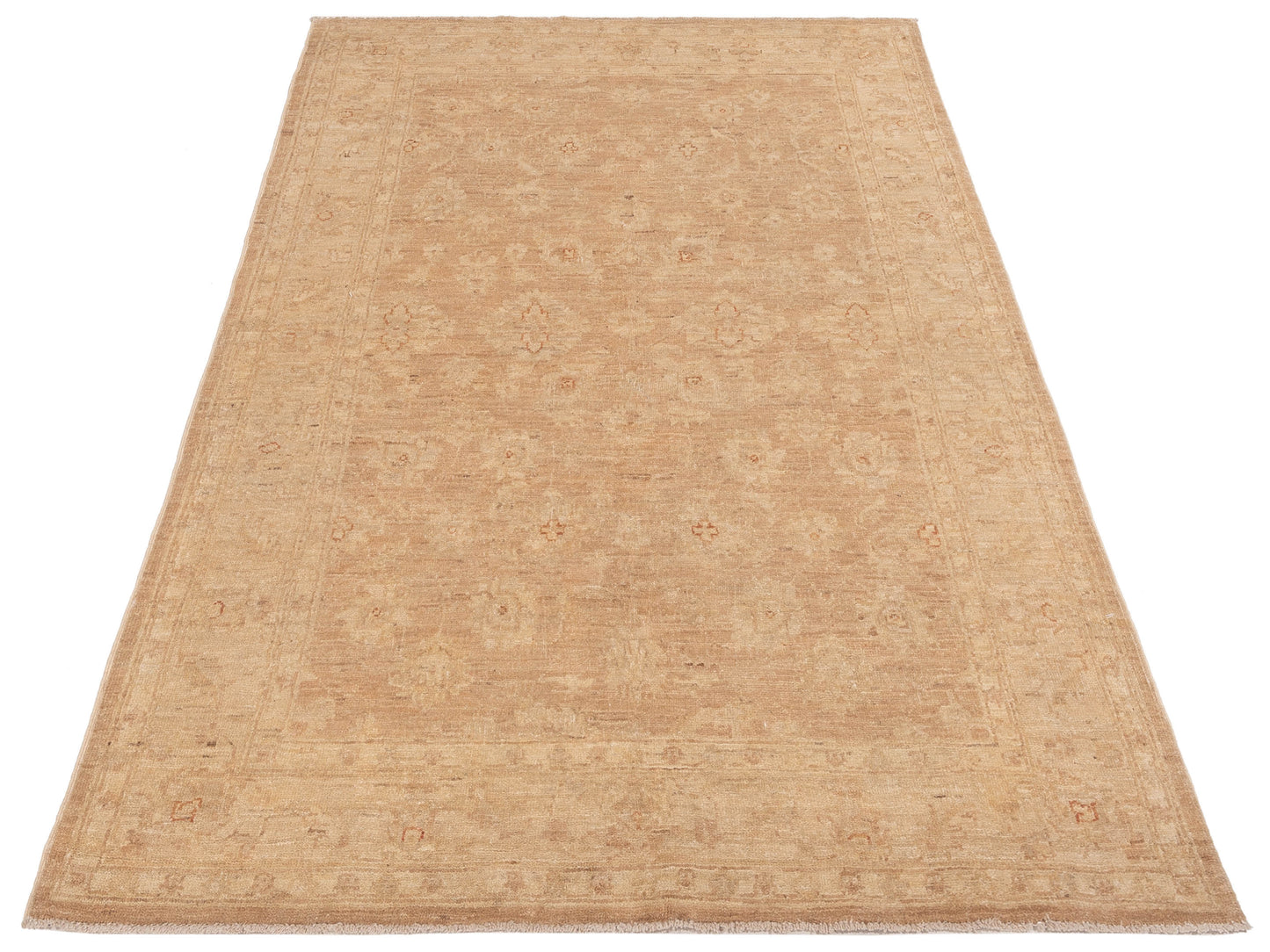 Sabira Brown Beige 3.11x5.10 Hand Knotted Rug