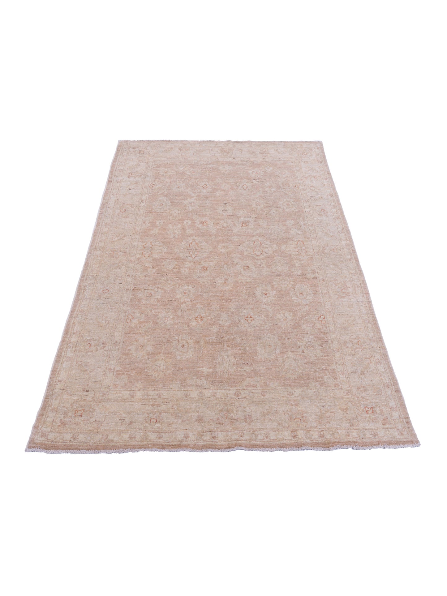 Sabira Brown Beige 3.11x5.10 Hand Knotted Rug
