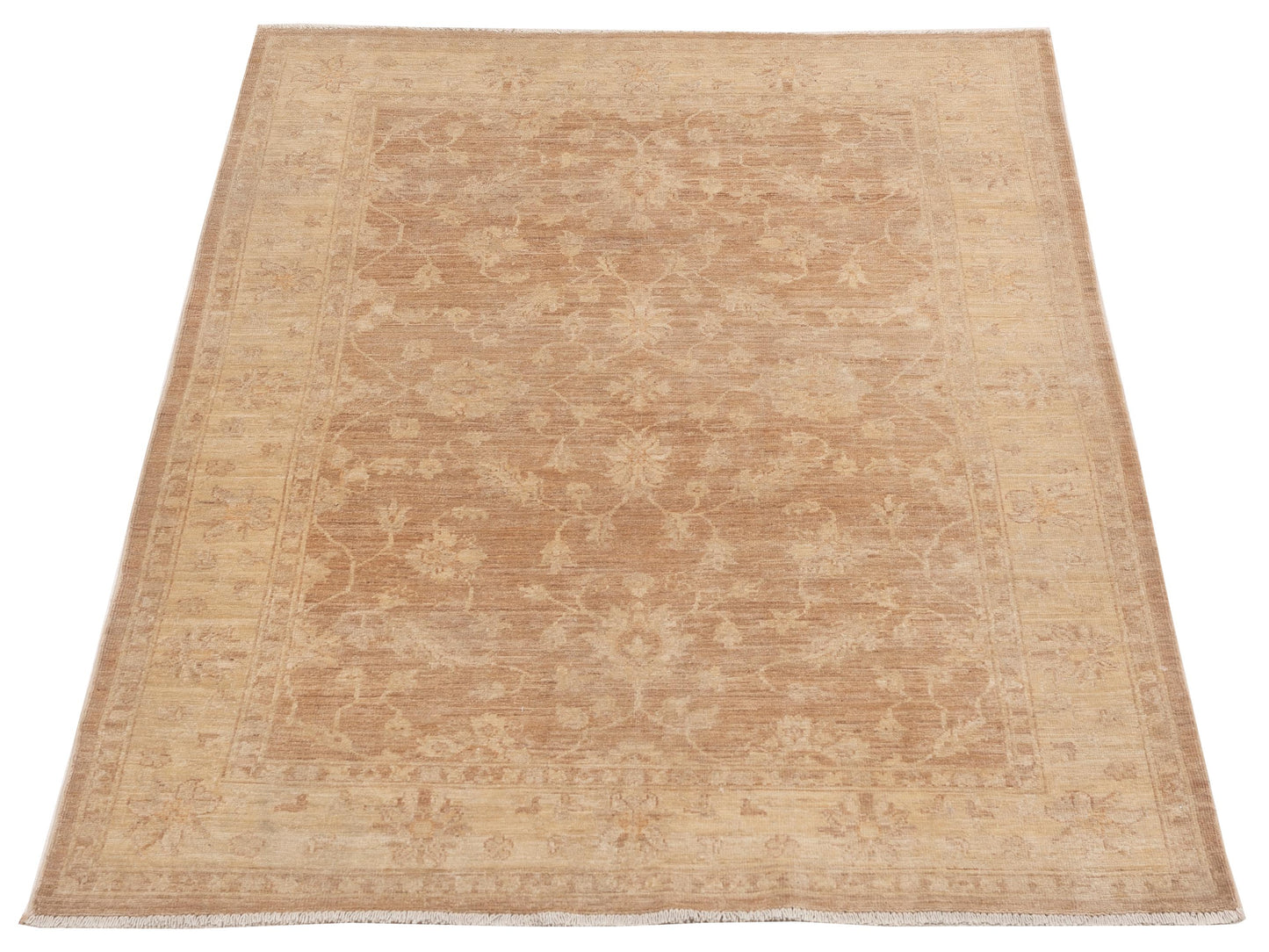 Sabira Brown Beige 4.8x6.8 Hand Knotted Rug