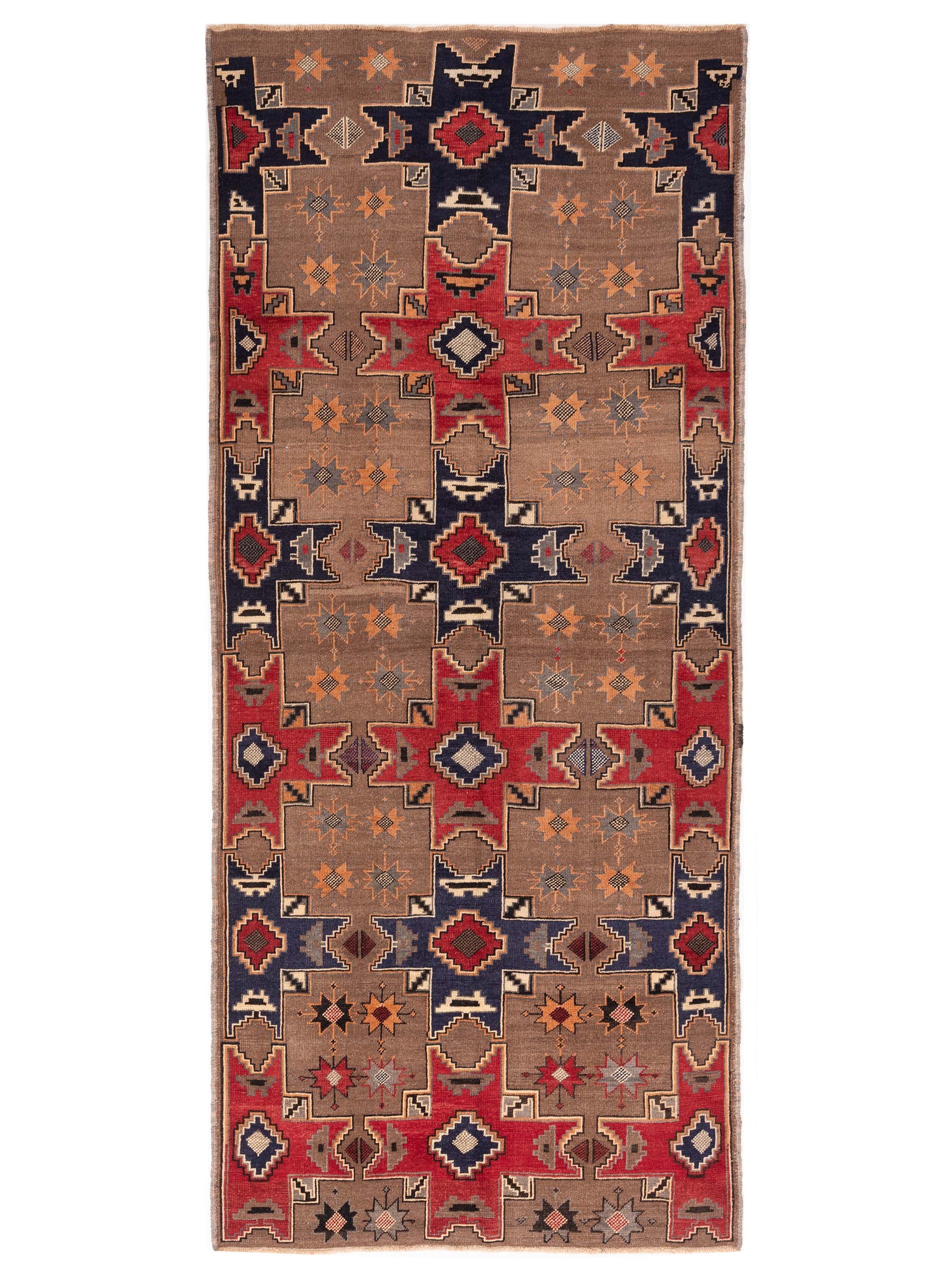 Pasha Turkish Vestige Patchwork  Brown Navy Contemporary