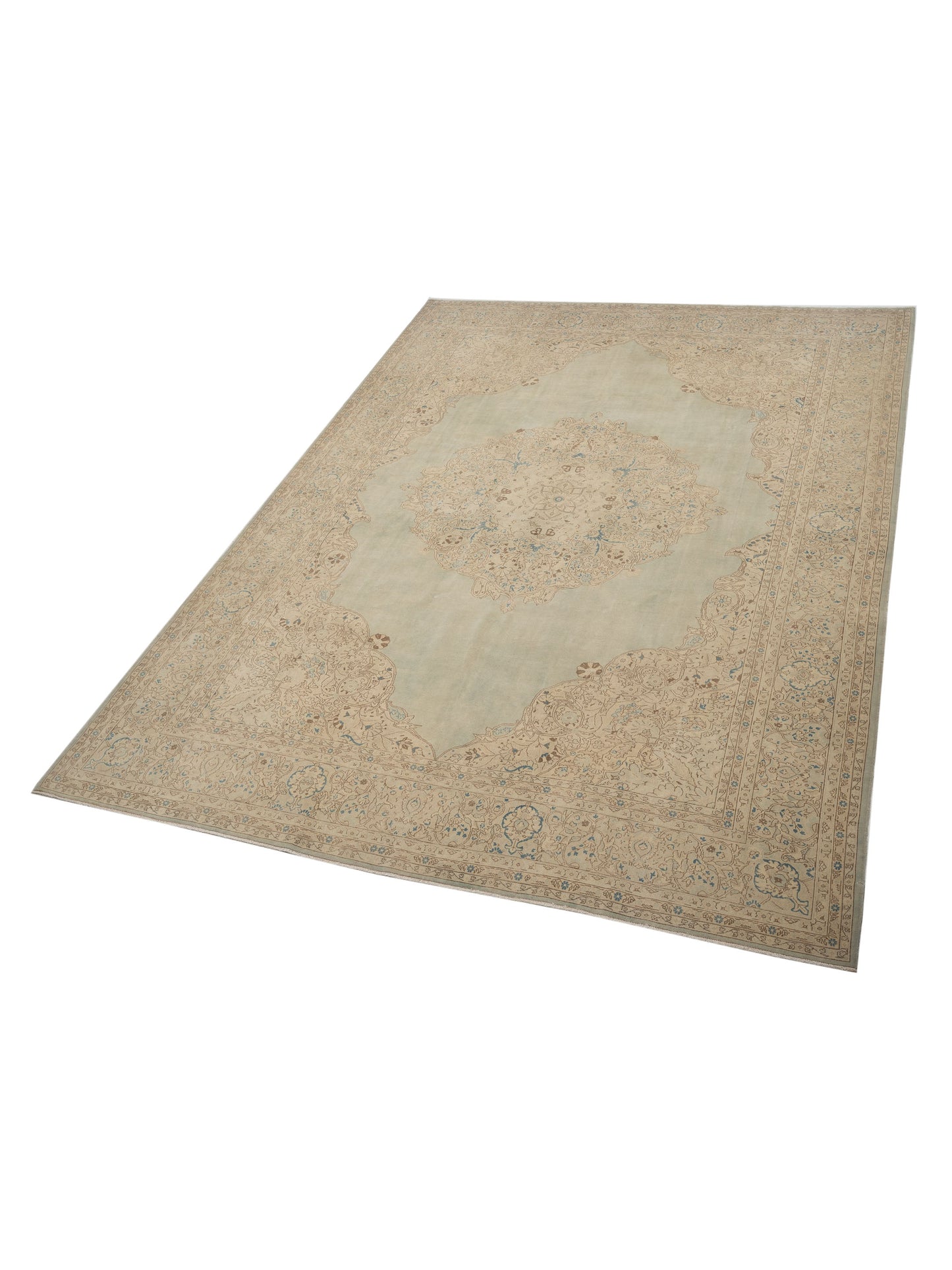 Vintage Silver Beige 10.3x13.9 Hand Knotted Rug