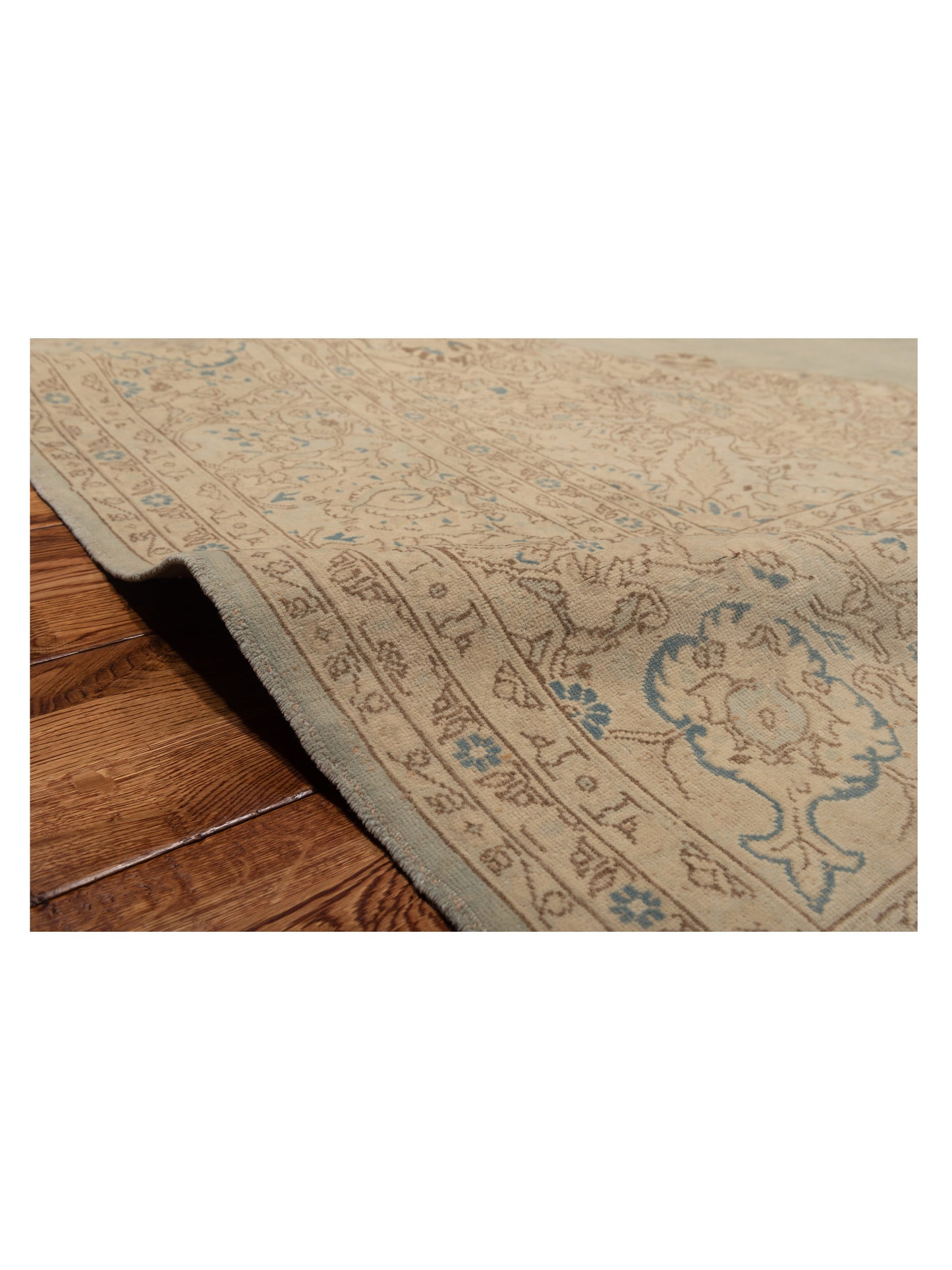 Vintage Silver Beige 10.3x13.9 Hand Knotted Rug