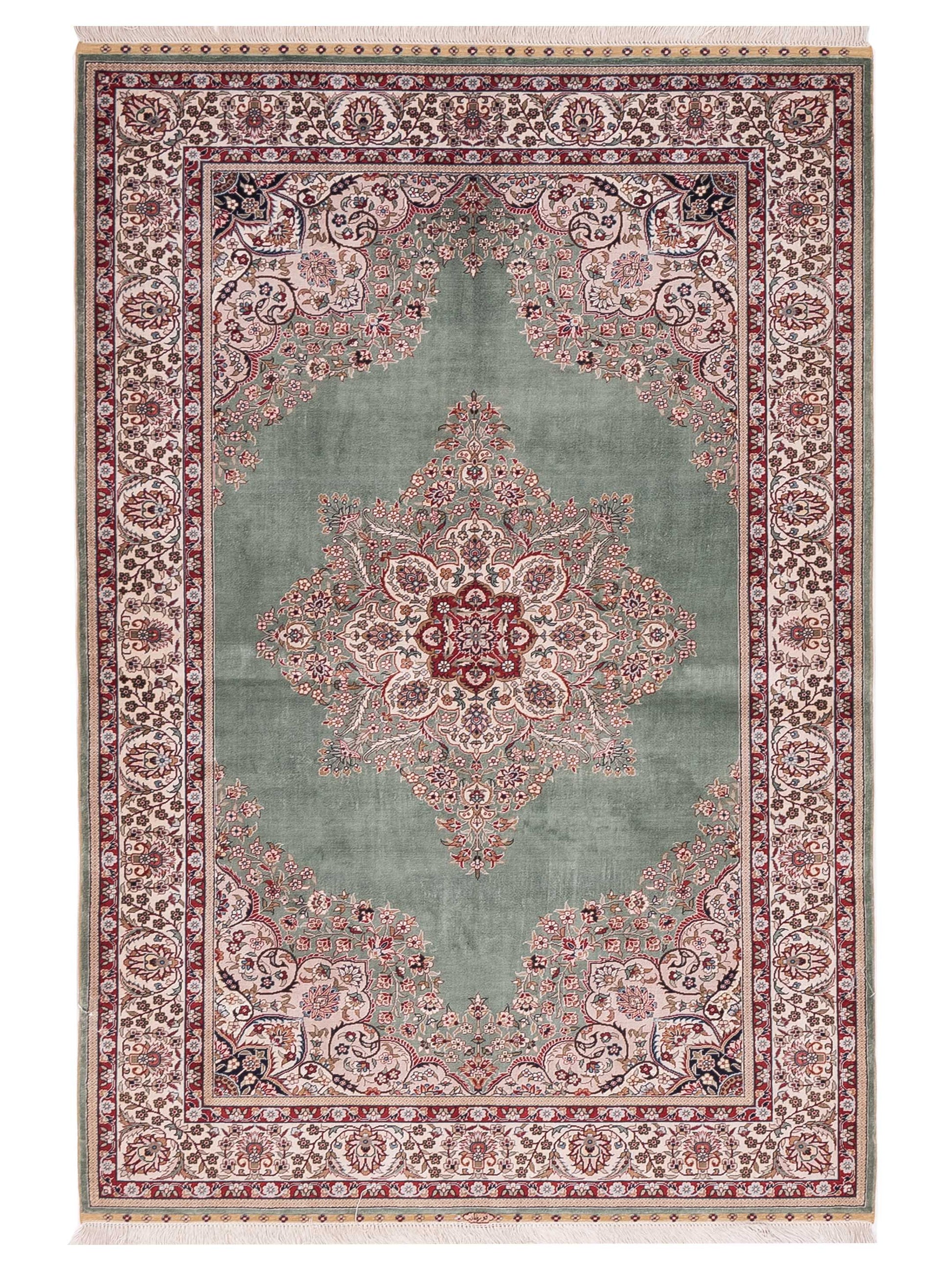 Pasha Pure Silk  Green Ivory Traditional