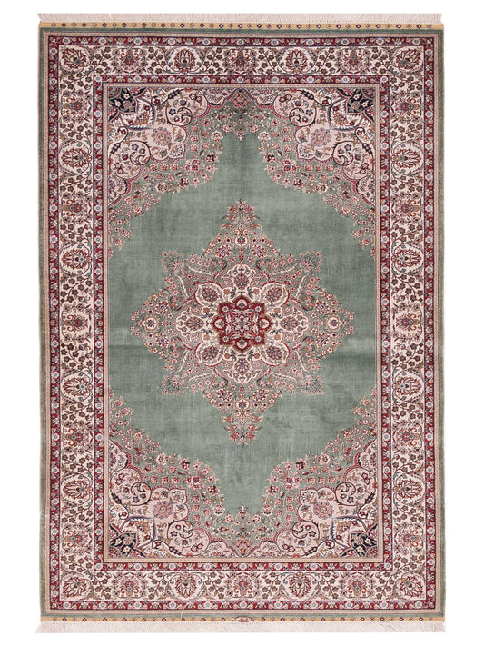 Pasha Pure Silk  Green Ivory Traditional