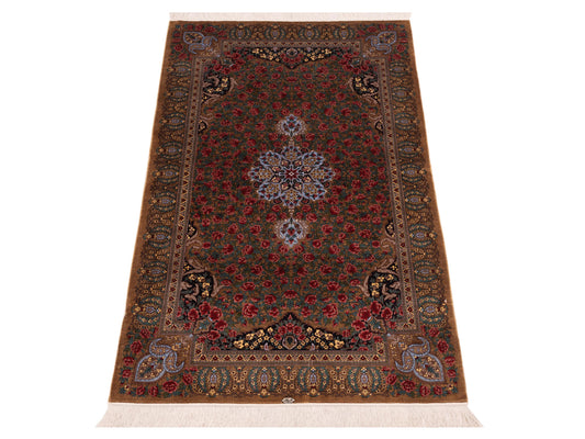 Pure Silk Gold Gold 3.1x5.2 Hand Knotted Rug