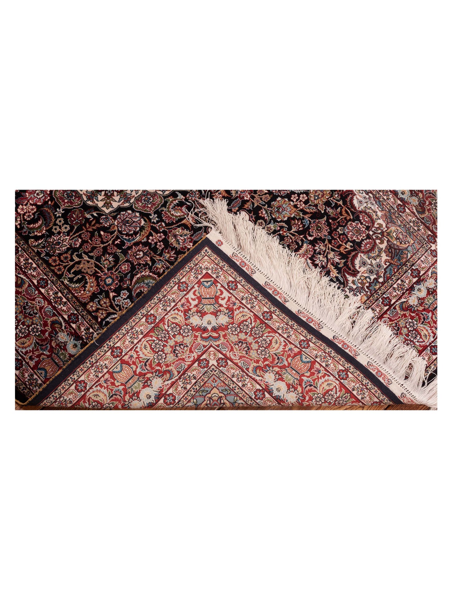 Pure Silk Navy Red 3.1x5.1 Hand Knotted Rug