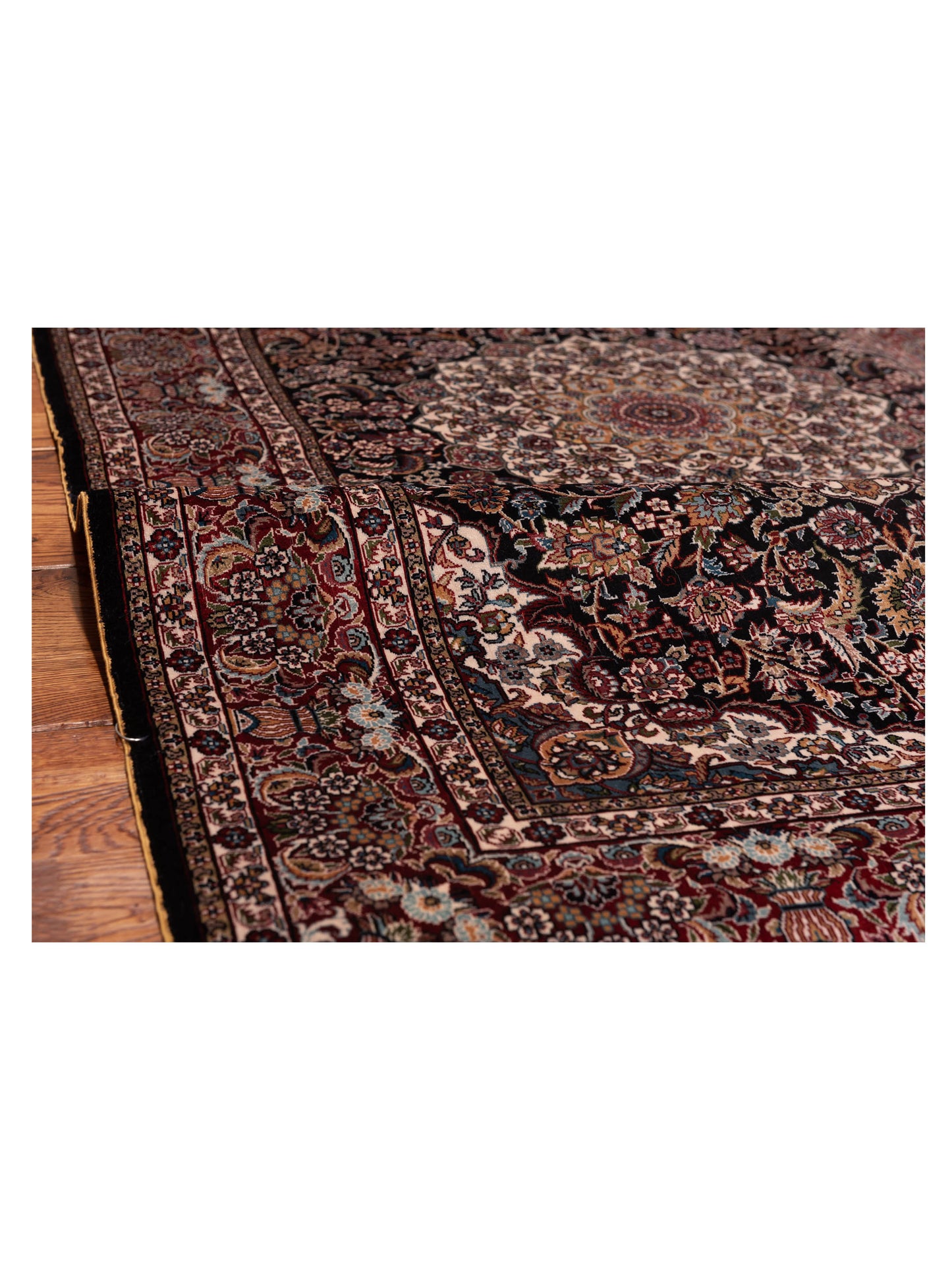 Pure Silk Navy Red 3.1x5.1 Hand Knotted Rug