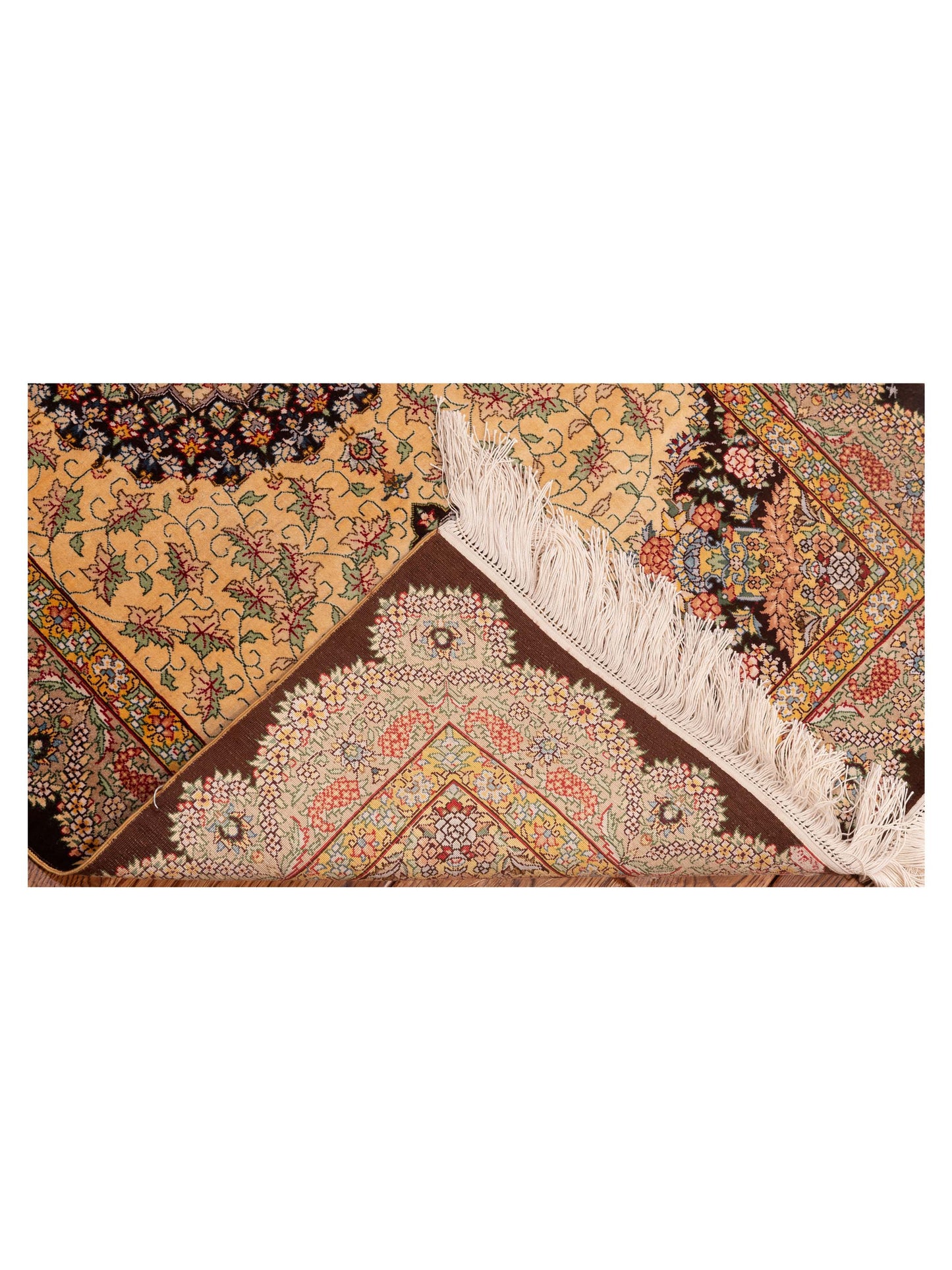 Pure Silk Gold Brown 2.4x4.1 Hand Knotted Rug