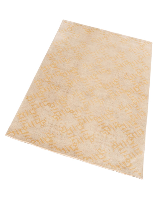 Distona Beige Gold 5x8 Hand Knotted Rug