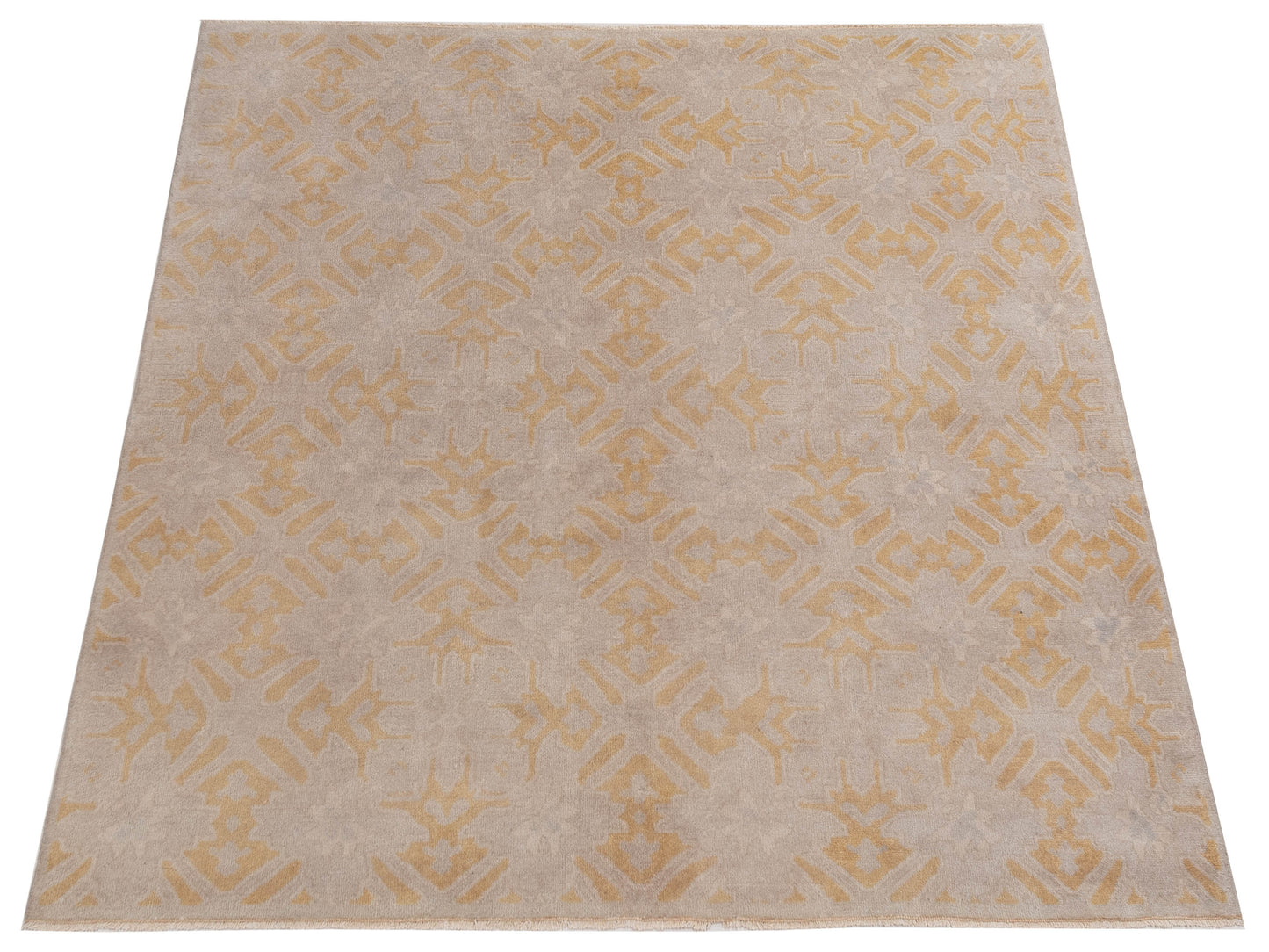 Distona Beige Gold 6.7x6.7 Hand Knotted Rug