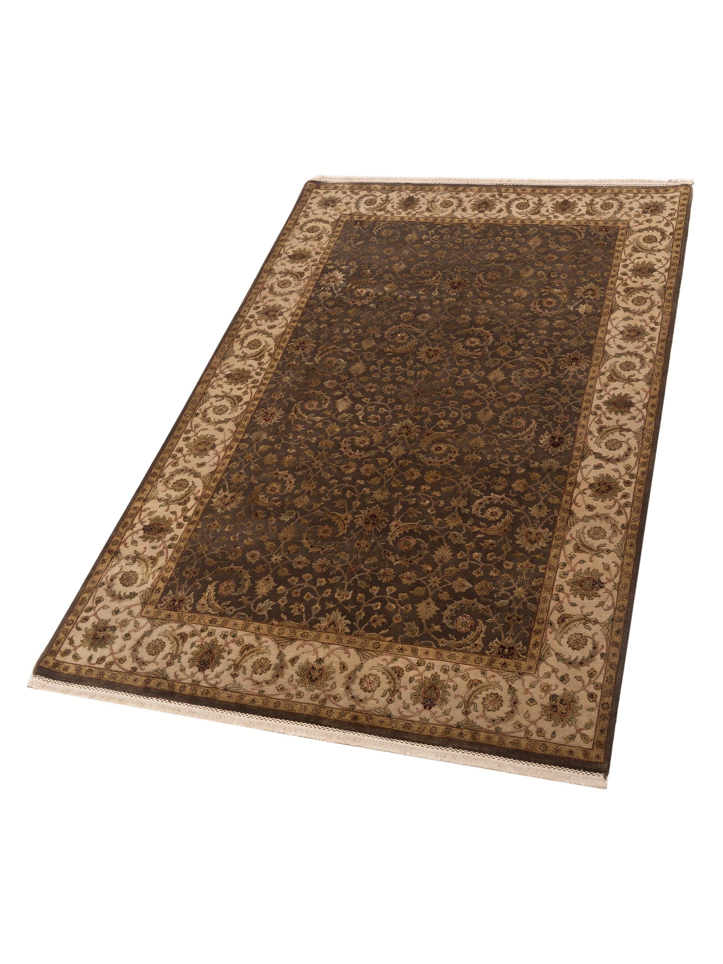 Javira Silk Brown Beige 6.2x9.8 Hand Knotted Rug