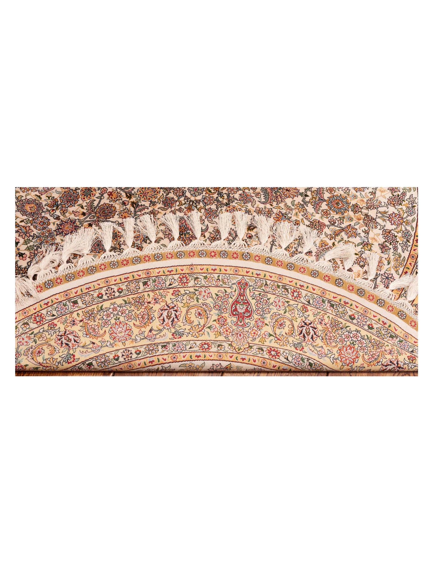 Pure Silk Ivory Gold 4.11x5 Hand Knotted Rug