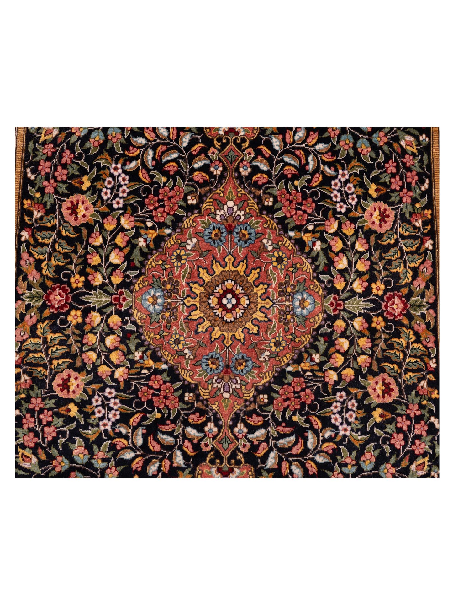 Pure Silk Black Gold 2x3.2 Hand Knotted Rug