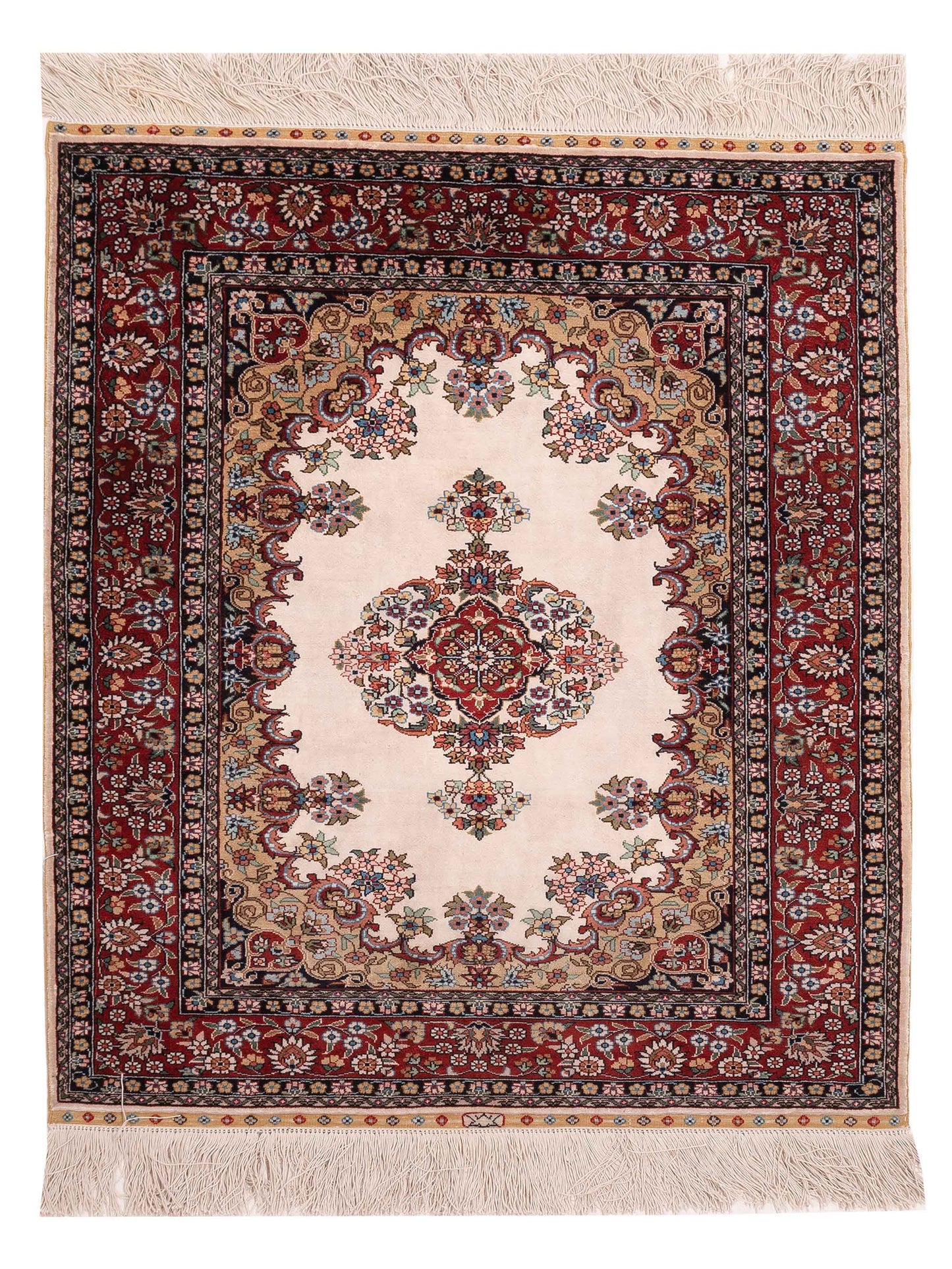 Pasha Pure Silk  Ivory Red Traditional