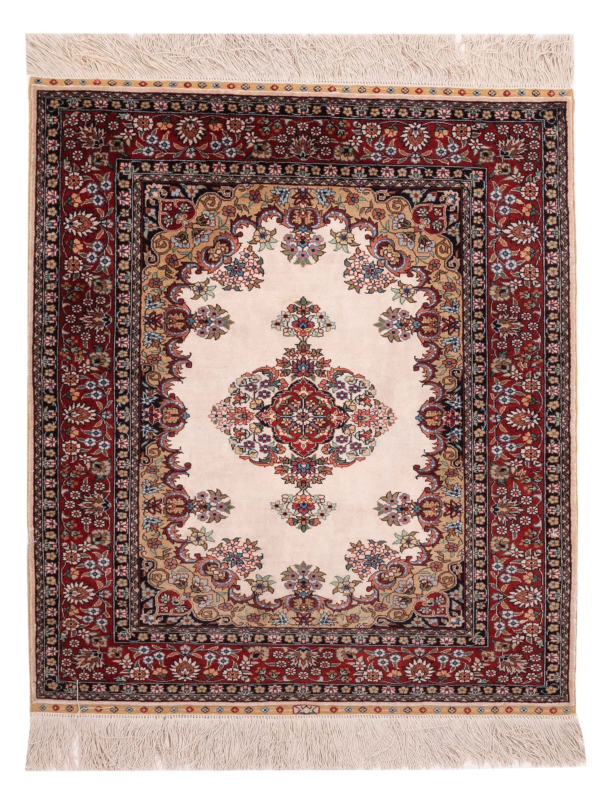 Pasha Pure Silk  Ivory Red Traditional