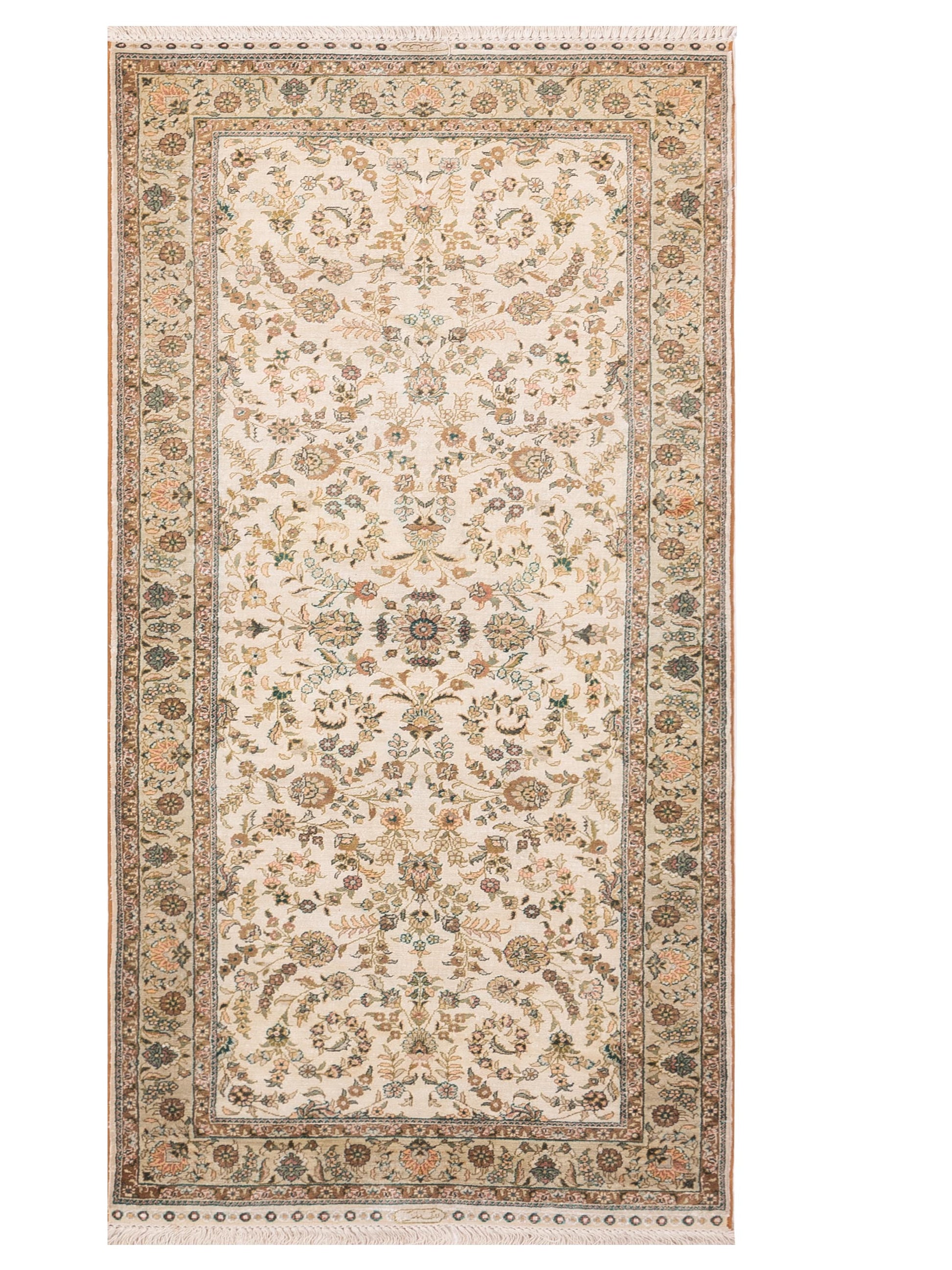 Pasha Pure Silk  Ivory Light Green Traditional