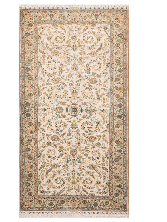 Pasha Pure Silk  Ivory Light Green Traditional