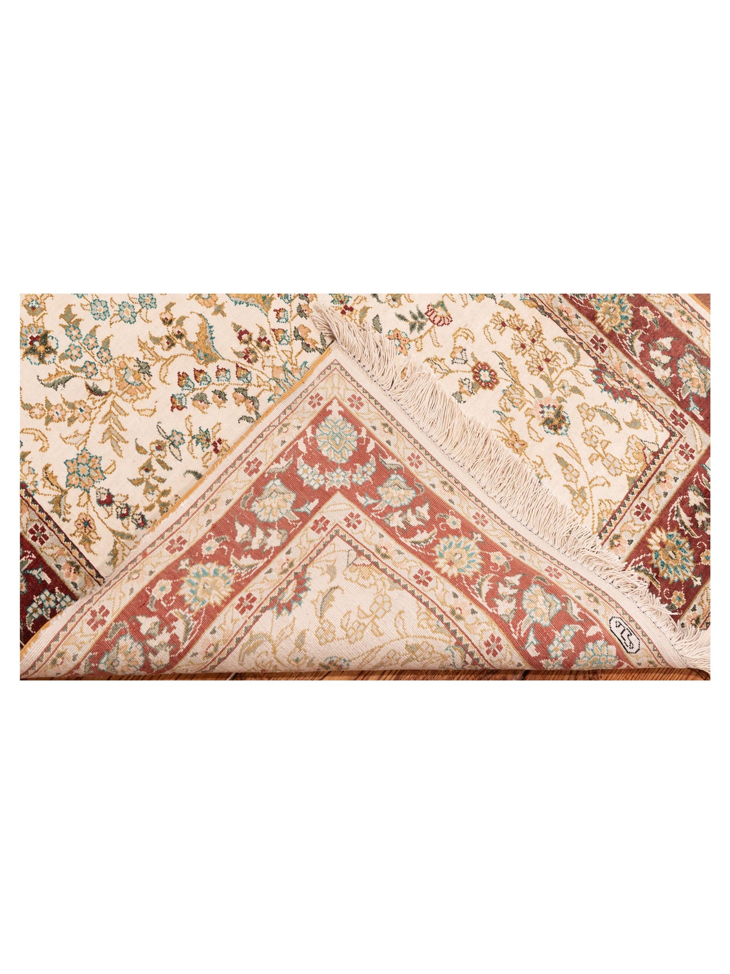 Pure Silk Ivory Red 2.7x8.2 Hand Knotted Rug