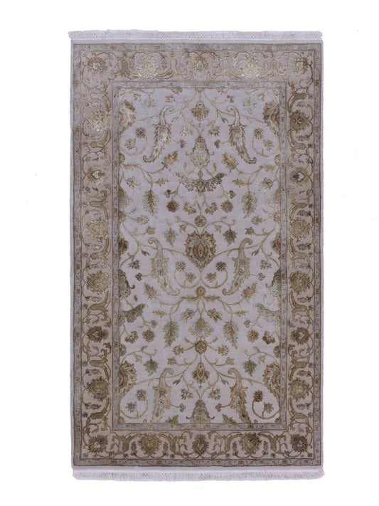 Javira Silk Ivory Beige 3.1x5.4 Hand Knotted Rug