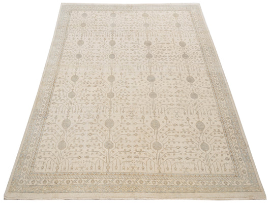 Rosetta Ivory Ivory 8.2x9.5 Hand Knotted Rug