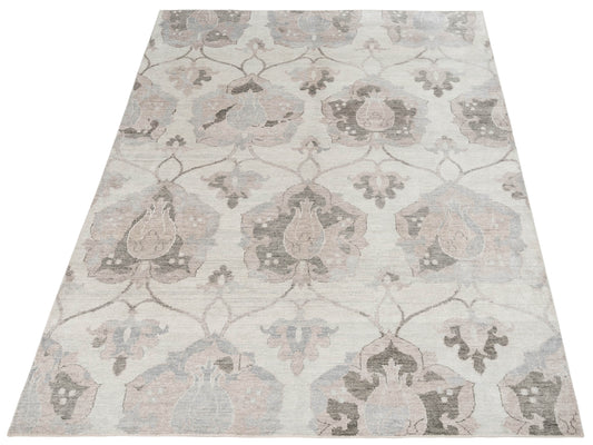 Tenzari Silver Green 7.9x9.11 Hand Knotted Rug