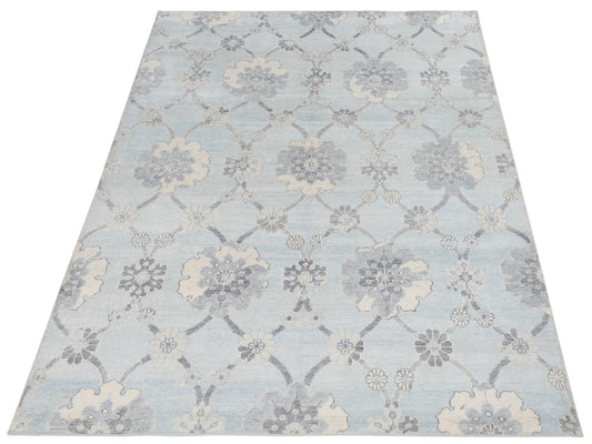 Tenzari Blue 7.10x10 Hand Knotted Rug