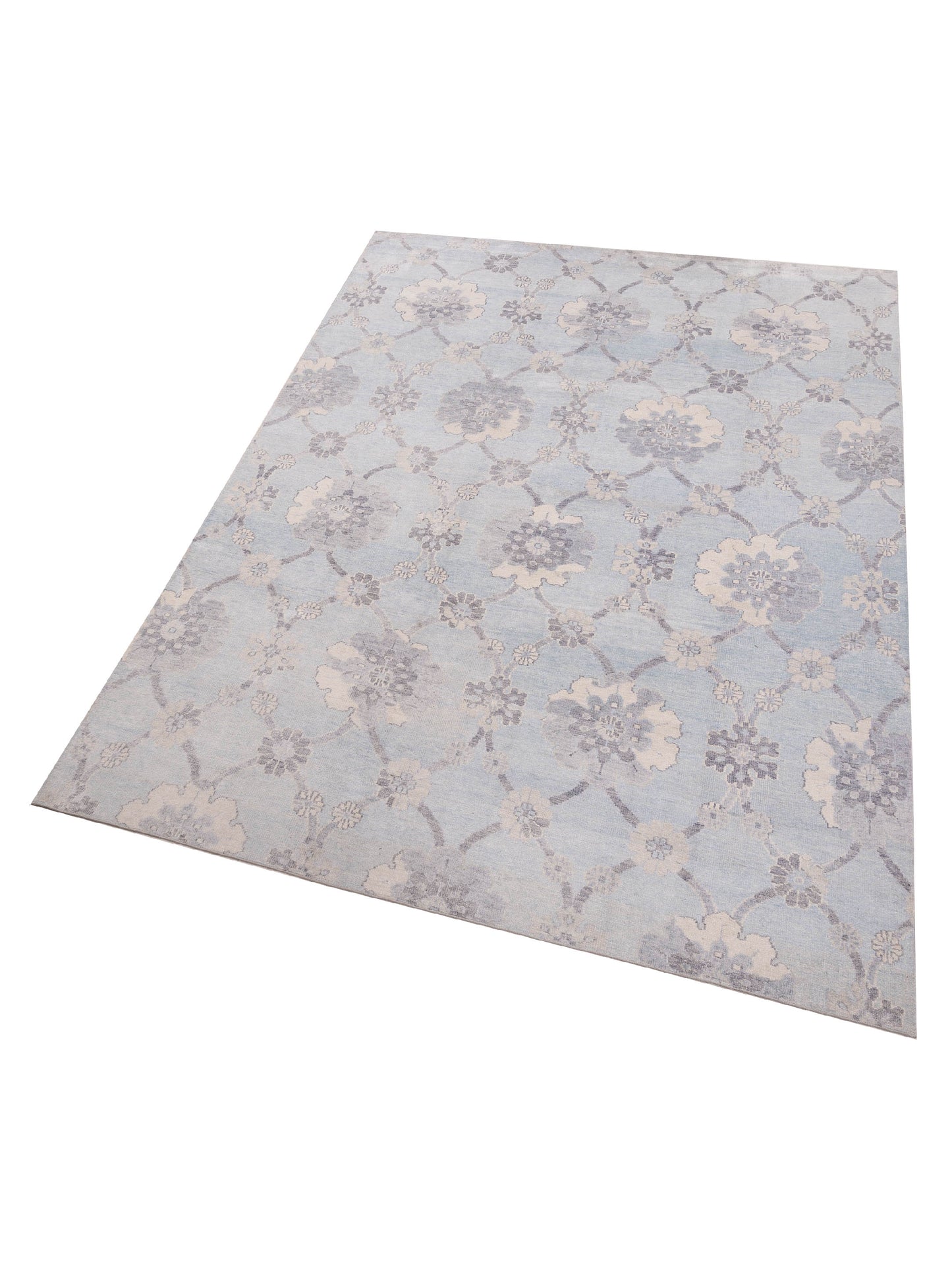 Tenzari Light Blue 8.9x12.2 Hand Knotted Rug