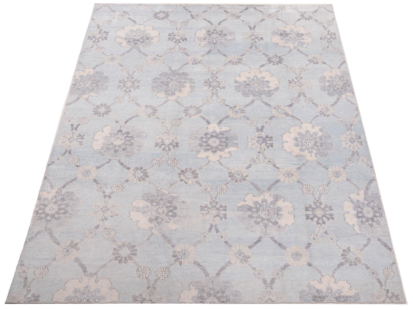Tenzari Light Blue 8.9x12.2 Hand Knotted Rug