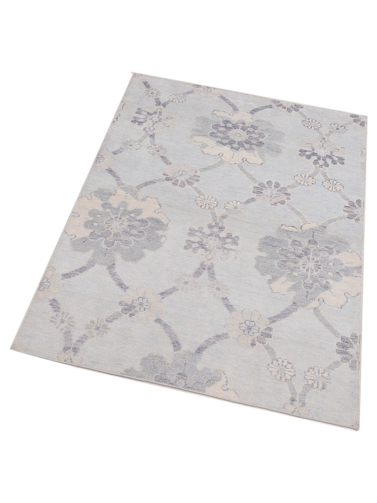 Tenzari Silver 4.2x6.5 Hand Knotted Rug