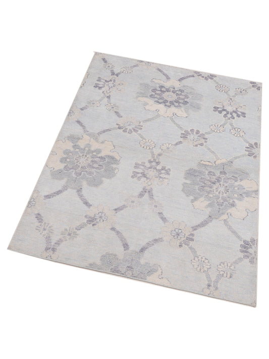 Tenzari Silver 4.2x6.5 Hand Knotted Rug